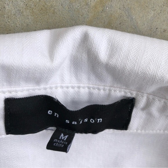 En Saison Poplin Mini Dress Tiered Baby Doll Oversized Off White Cotton M - Picture 6 of 12